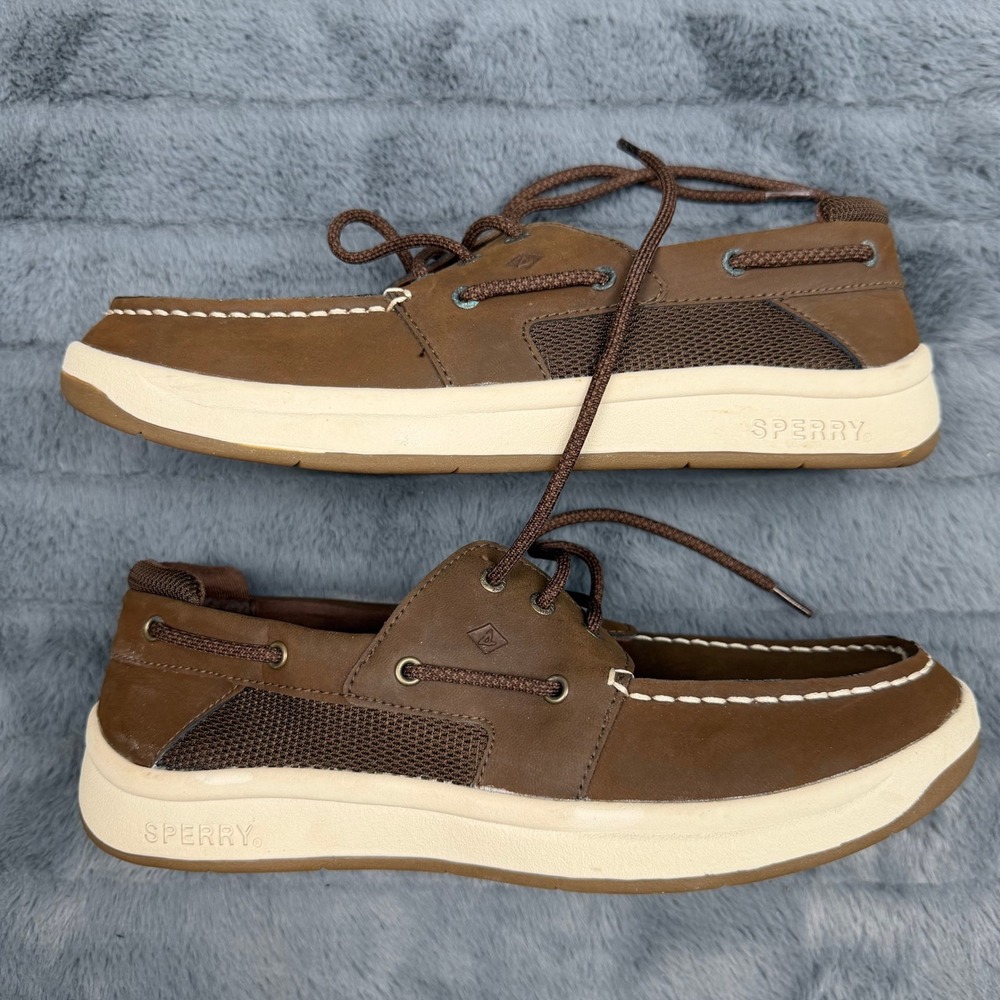 Sperry Convoy Boys Boat Shoes Brown Leather Loafers SCK261771 Size 7M